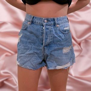 High waisted denim shorts